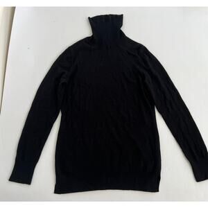 Nordstrom Signature Womens Large 100% Cashmere Classic Black Turtleneck Sweater